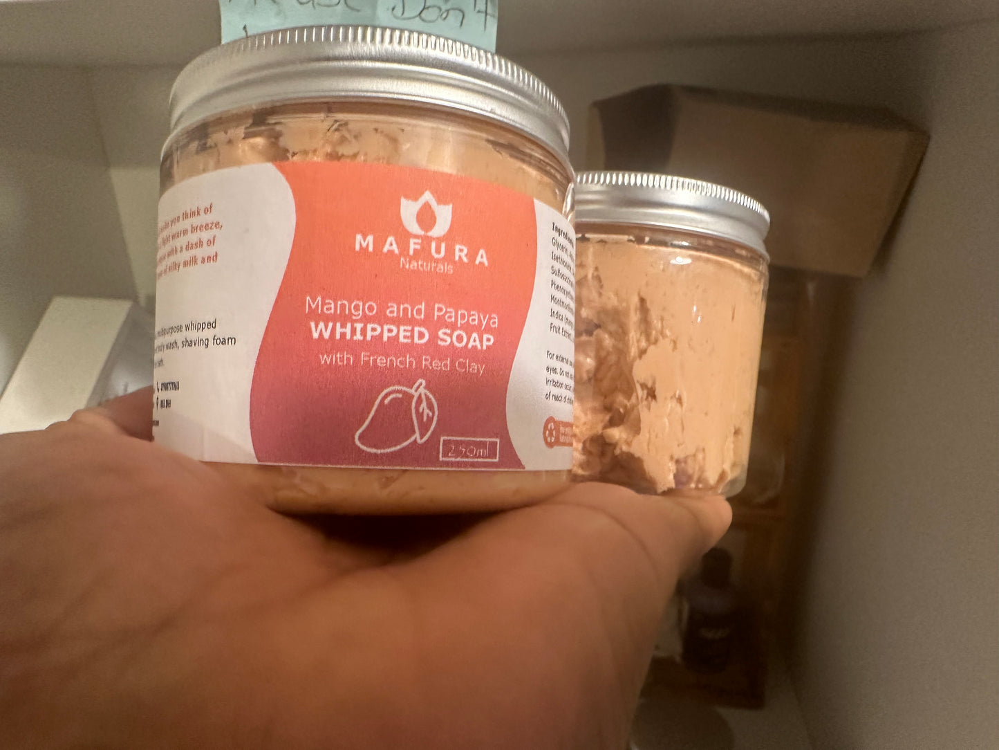 Mango & Papaya Whipped Soap with French Red Clay ( A Luxurious All-in-one Body Treat)
