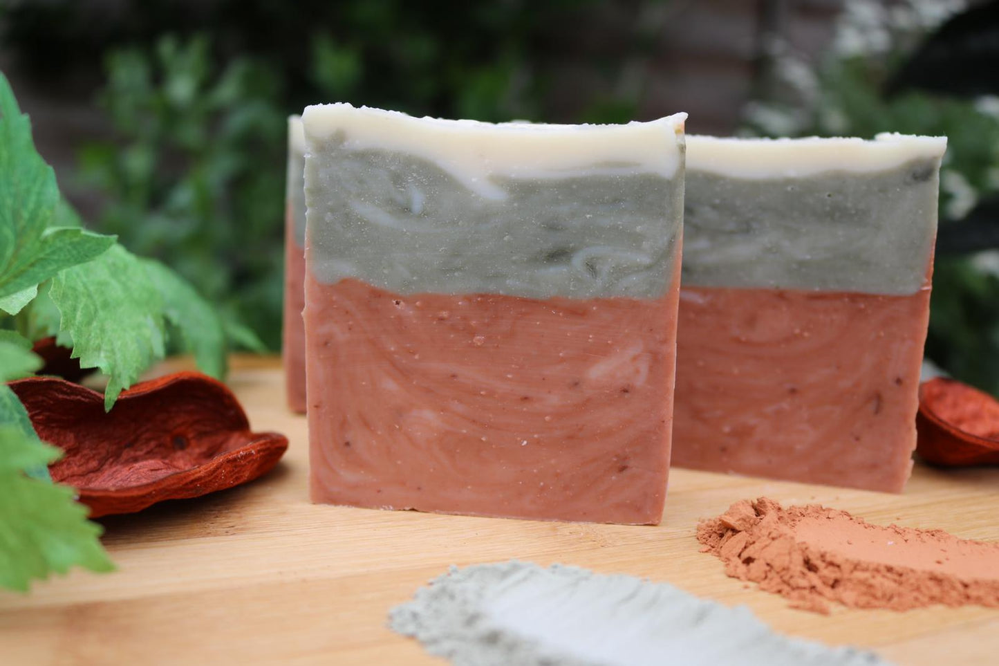 French Green Clay, French Red Clay, Lemon, and Lavender Handmade Vegan Soap